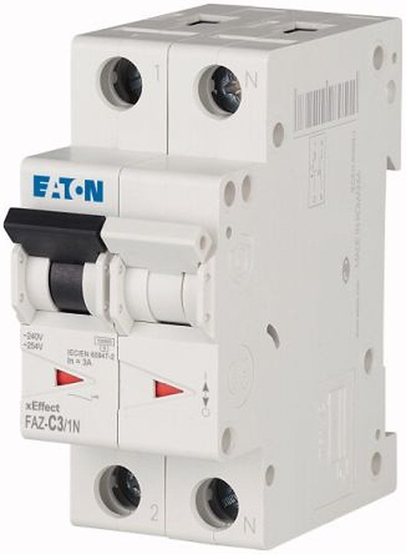 Eaton xEffect FAZ Miniature Circuit Breaker, 1-Pole, 3A, Type C, 240V ac AC, 48 V dc DC, 10 kA Breaking Capacity
