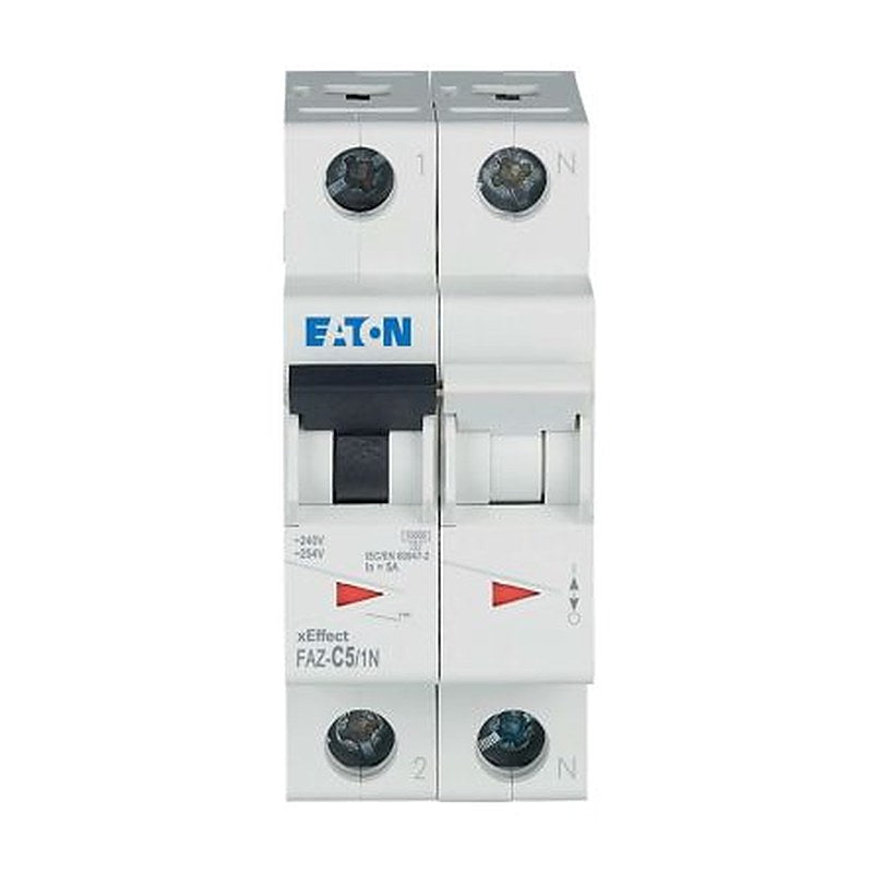 Eaton xEffect FAZ Miniature Circuit Breaker, 1-Pole, 5A, Type C, 230V ac AC, 10 kA Breaking Capacity