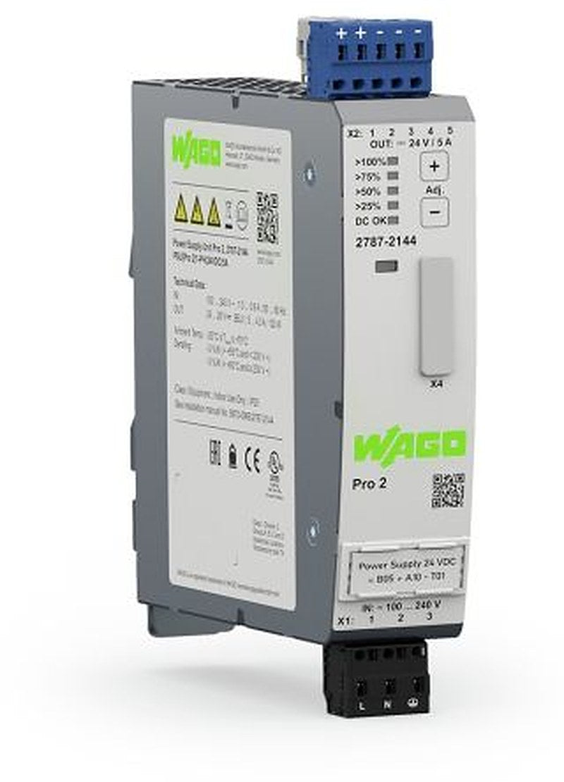 WAGO 2787 DIN Rail Power Supply 230V ac/dc AC/DC Input 24V dc, 5 A Output DC 120 W