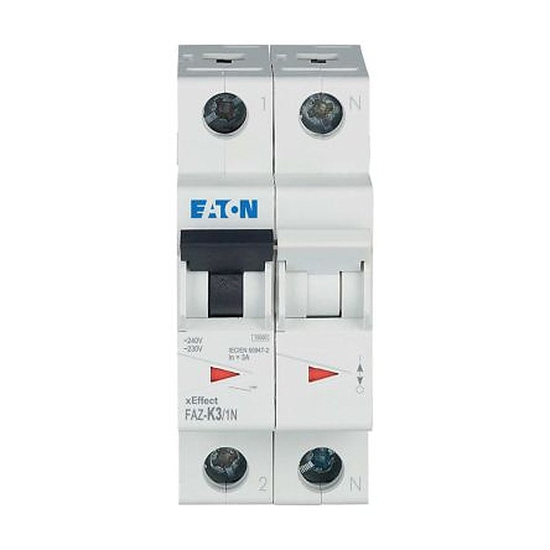Eaton xEffect FAZ Miniature Circuit Breaker, 1-Pole, 3A, Type K, 240V ac AC, 15 kA Breaking Capacity