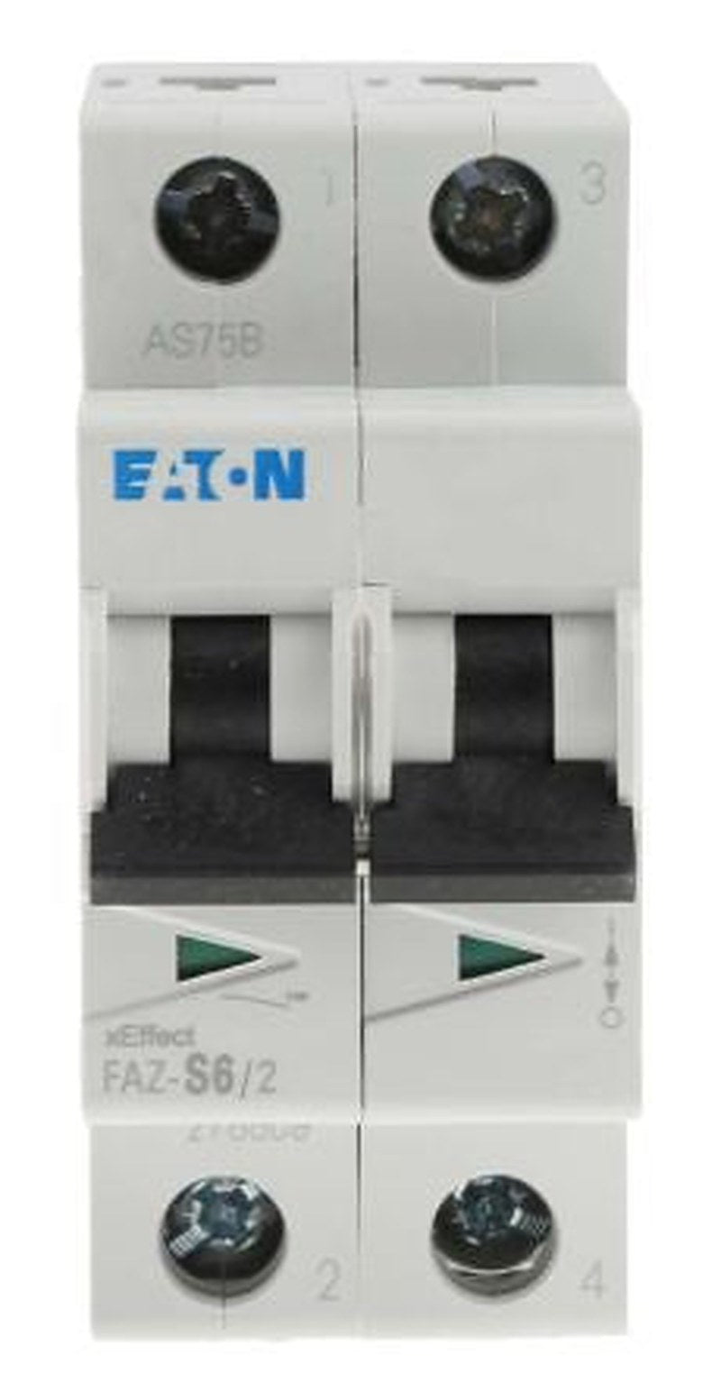 Eaton xEffect xEffect Miniature Circuit Breaker, 2-Pole, 6A, Type S, 230V ac AC, 60 V dc DC, 10 kA Breaking Capacity