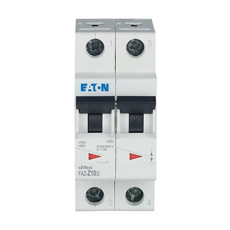 Eaton xEffect FAZ Miniature Circuit Breaker, 2-Pole, 10A, Type Z, 400V ac AC, 60 V dc DC, 10 kA Breaking Capacity