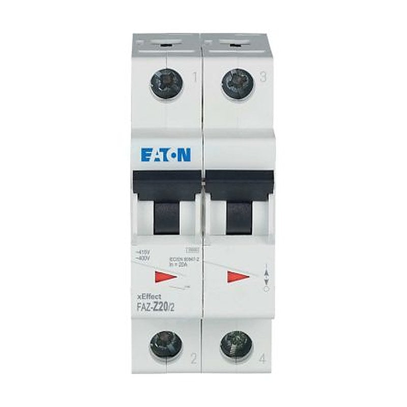 Eaton xEffect FAZ Miniature Circuit Breaker, 2-Pole, 20A, Type Z, 400V ac AC, 96 V dc DC, 10 kA Breaking Capacity
