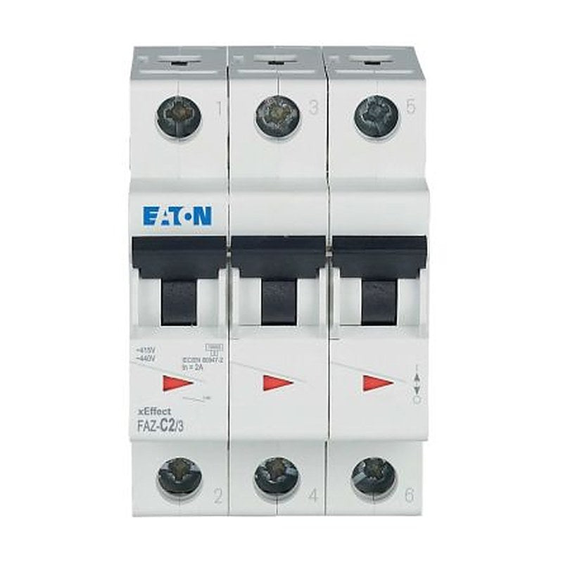 Eaton xEffect xEffect Miniature Circuit Breaker, 3-Pole, 2A, Type C, 415V ac AC, 10 kA Breaking Capacity
