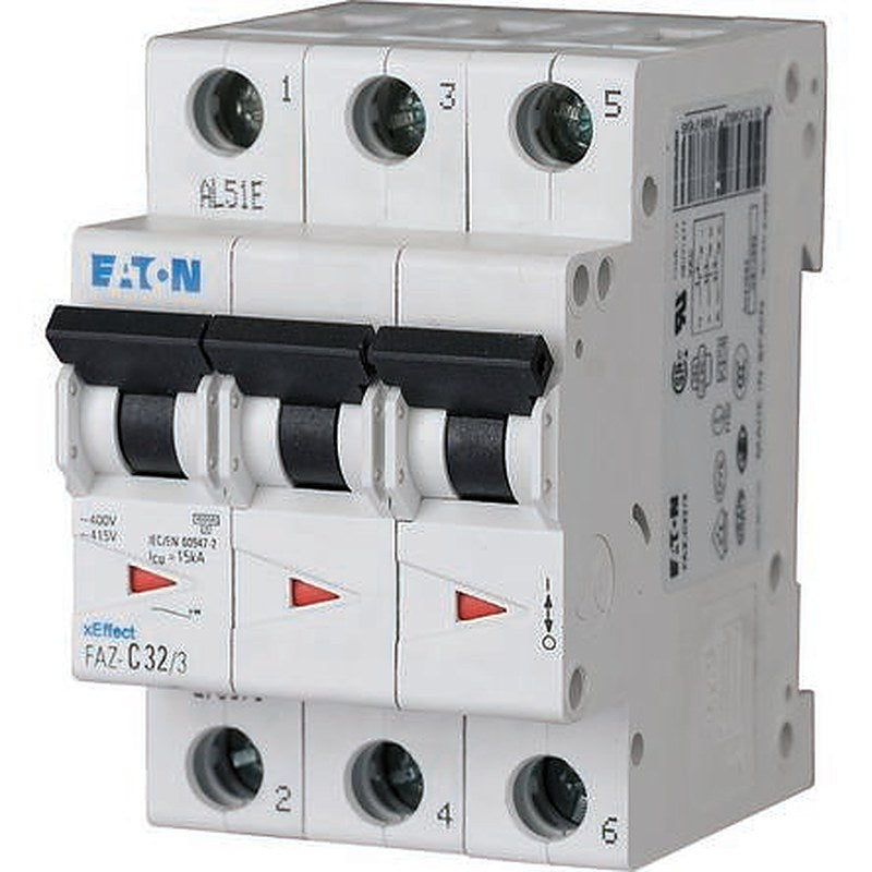 Eaton xEffect xEffect Miniature Circuit Breaker, 3-Pole, 63A, Type C, 415V ac AC, 10 kA Breaking Capacity
