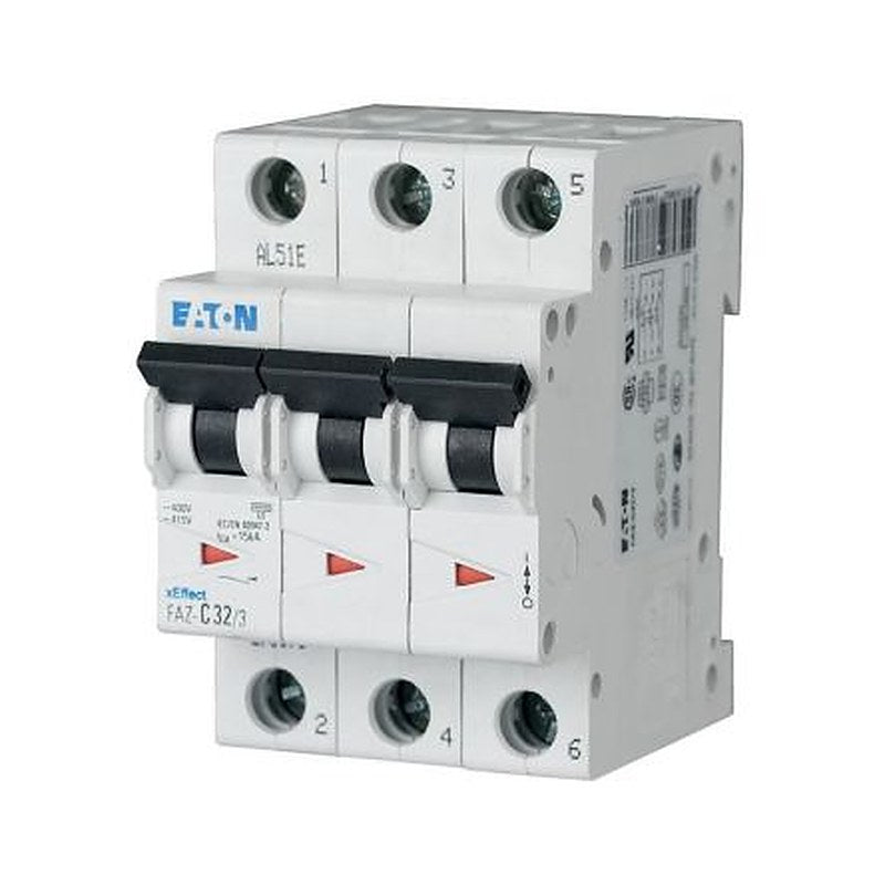 Eaton xEffect FAZ Miniature Circuit Breaker, 3-Pole, 1.5A, Type D, 400V ac AC, 10 kA Breaking Capacity