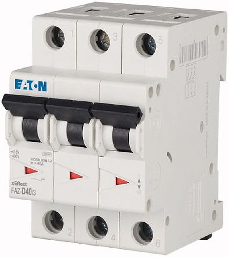 Eaton xEffect xEffect Miniature Circuit Breaker, 3-Pole, 40A, Type D, 415V ac AC, 60 V dc DC, 10 kA Breaking Capacity