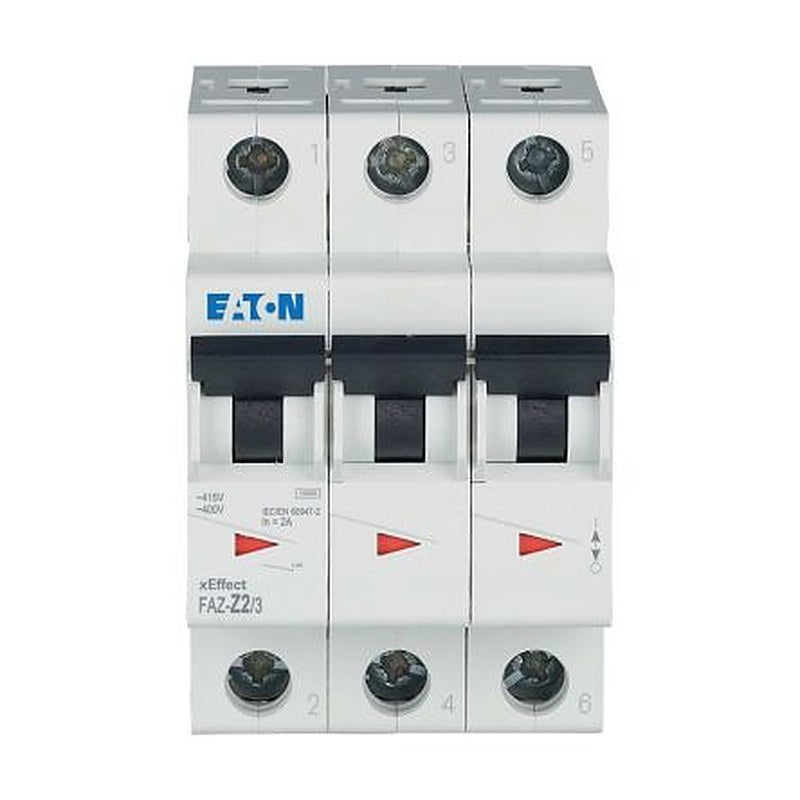 Eaton xEffect FAZ Miniature Circuit Breaker, 3-Pole, 2A, Type Z, 400V ac AC, 60 V dc DC, 10 kA Breaking Capacity