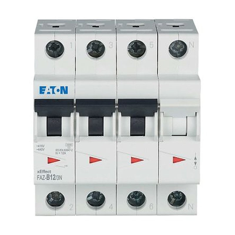 Eaton xEffect FAZ Miniature Circuit Breaker, 3-Pole, 12A, Type B, 400V ac AC, 60 V dc DC, 10 kA Breaking Capacity
