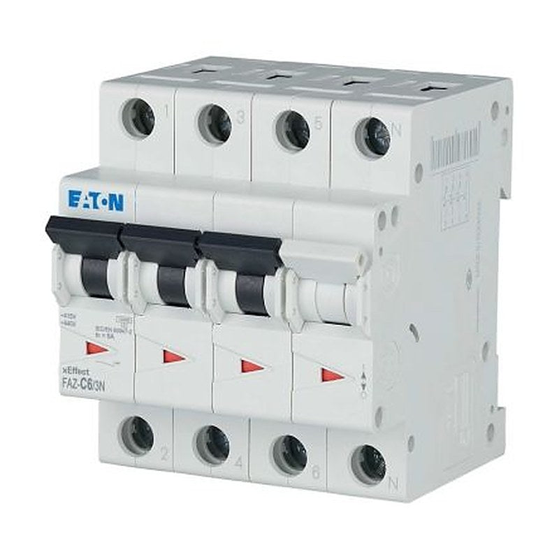 Eaton xEffect FAZ Miniature Circuit Breaker, 3-Pole, 6A, Type C, 400V ac AC, 60 V dc DC, 10 kA Breaking Capacity