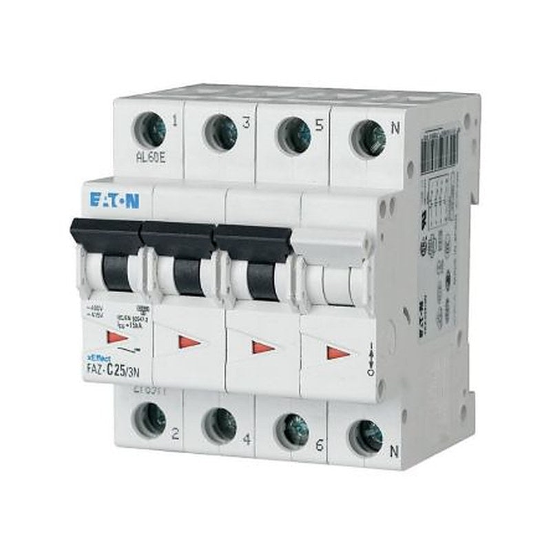 Eaton xEffect FAZ Miniature Circuit Breaker, 3-Pole, 1.6A, Type D, 400V ac AC, 10 kA Breaking Capacity