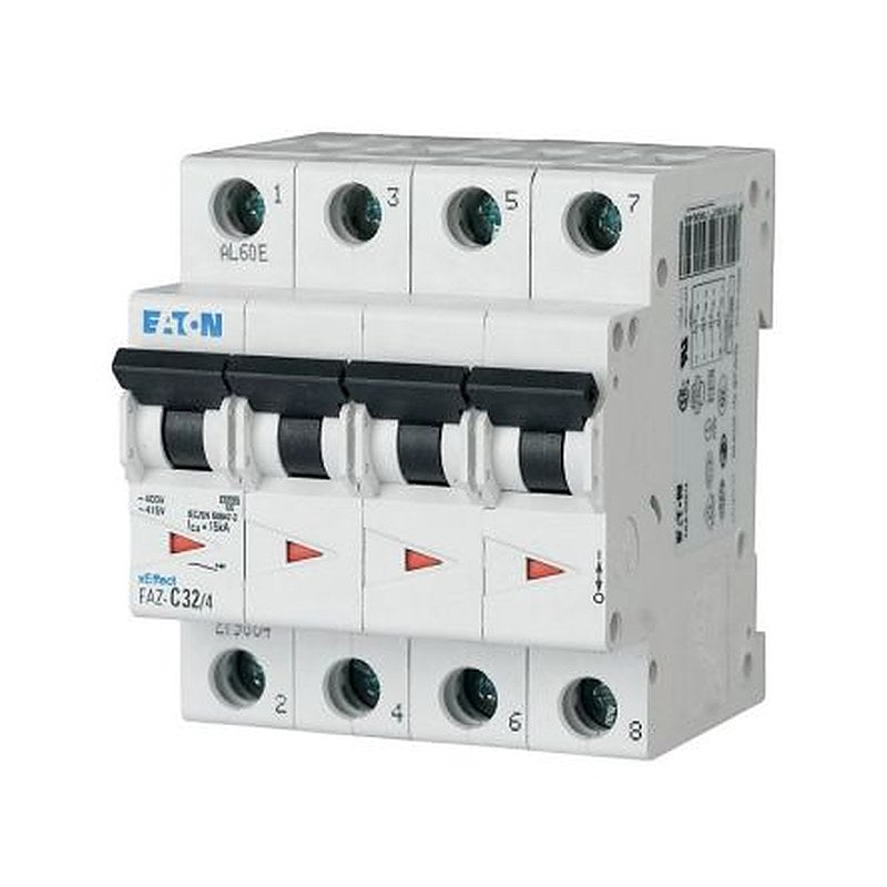Eaton xEffect FAZ Miniature Circuit Breaker, 4-Pole, 3.5A, Type B, 400V ac AC, 10 kA Breaking Capacity