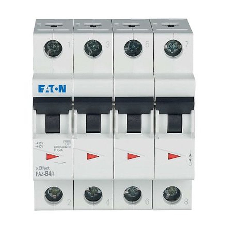Eaton xEffect FAZ Miniature Circuit Breaker, 4-Pole, 4A, Type B, 400V ac AC, 7.5 kA Breaking Capacity