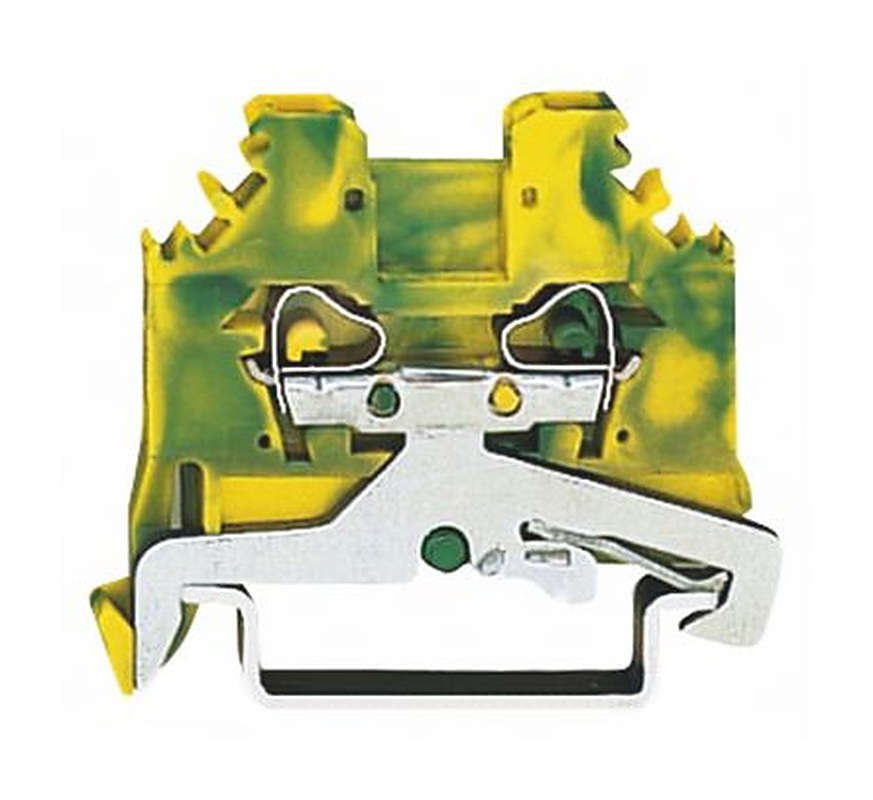 WAGO 2-Way DIN Rail Earth Terminal Block, 12mm², 12AWG, 28 AWG Wire, Cage Clamp, Polyamide Housing