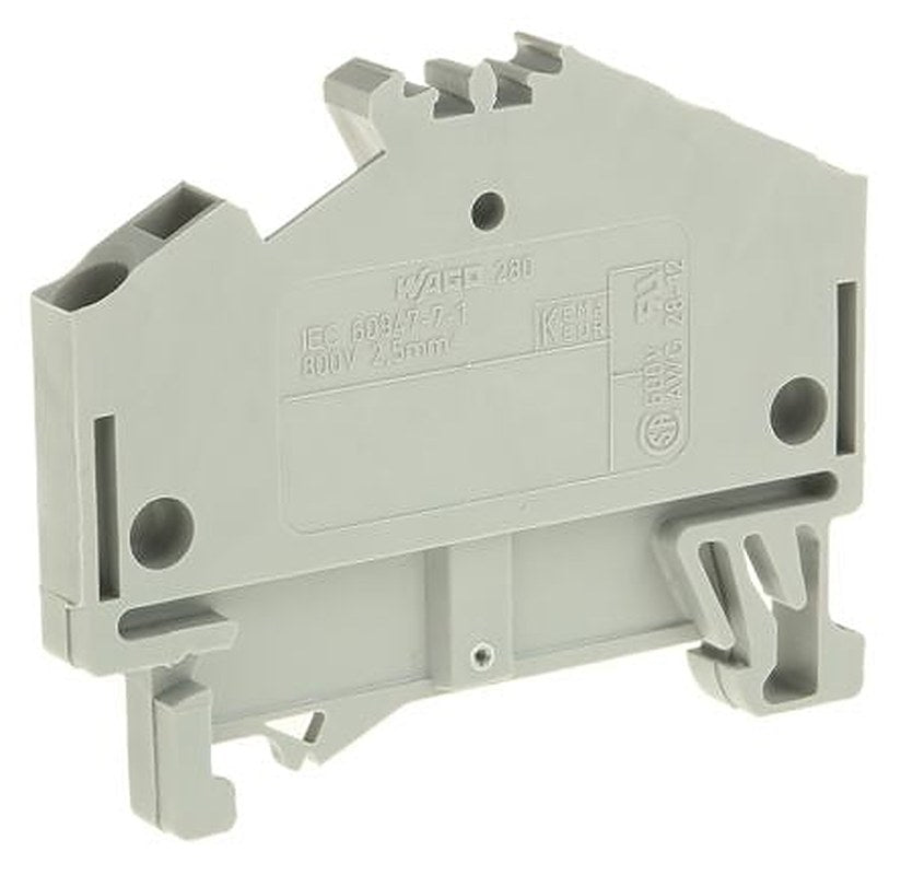 WAGO 280-641 280 Series Feed Through Terminal Block Grey, 2.5mm², 1-Level, Cage Clamp