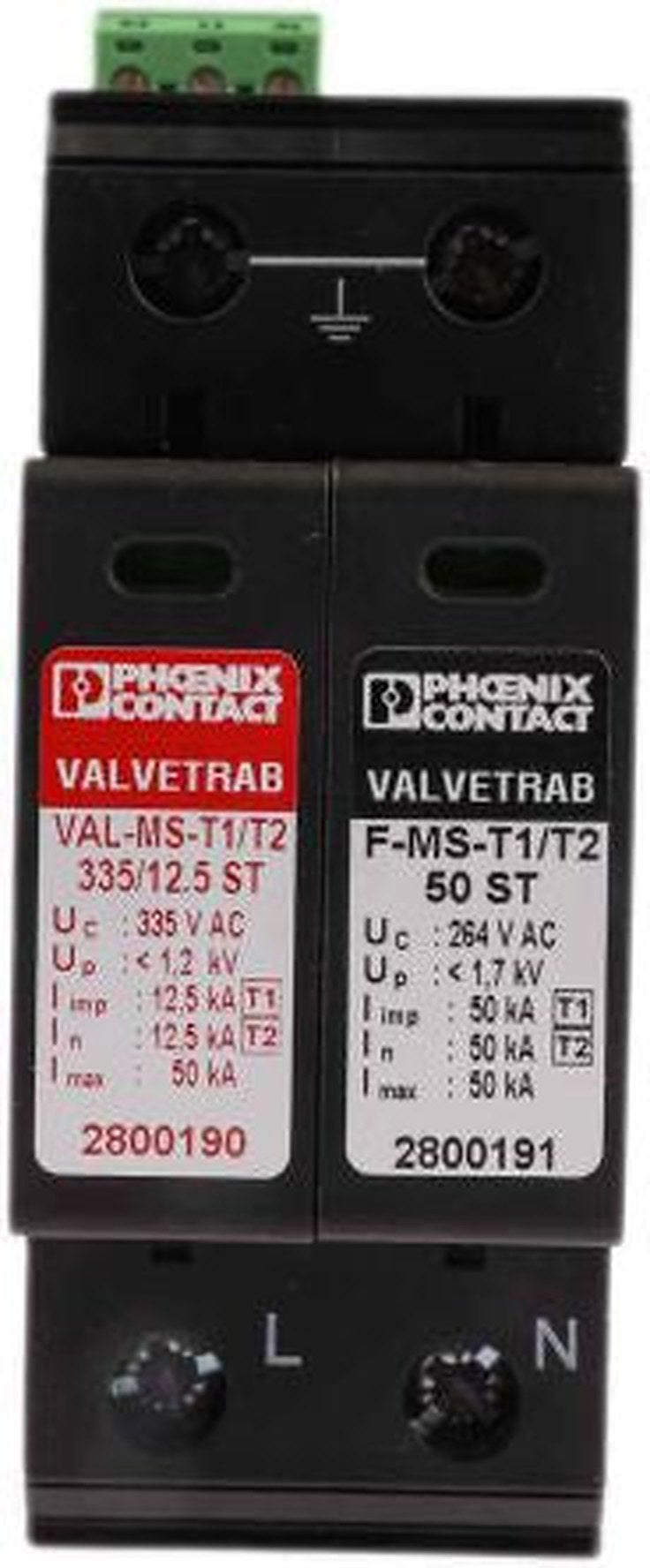 Phoenix Contact 1 Phase Surge Protector, 50 kA, 250 V ac, DIN Rail