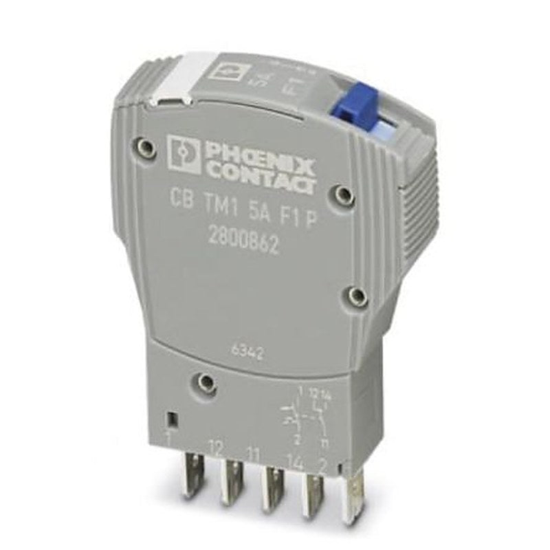 Phoenix Contact TRABTECH CB TM1 5A F1 P Thermal Circuit Breaker - 1-Pole, Base, 5A Current Rating, 277V ac, 50 V dc