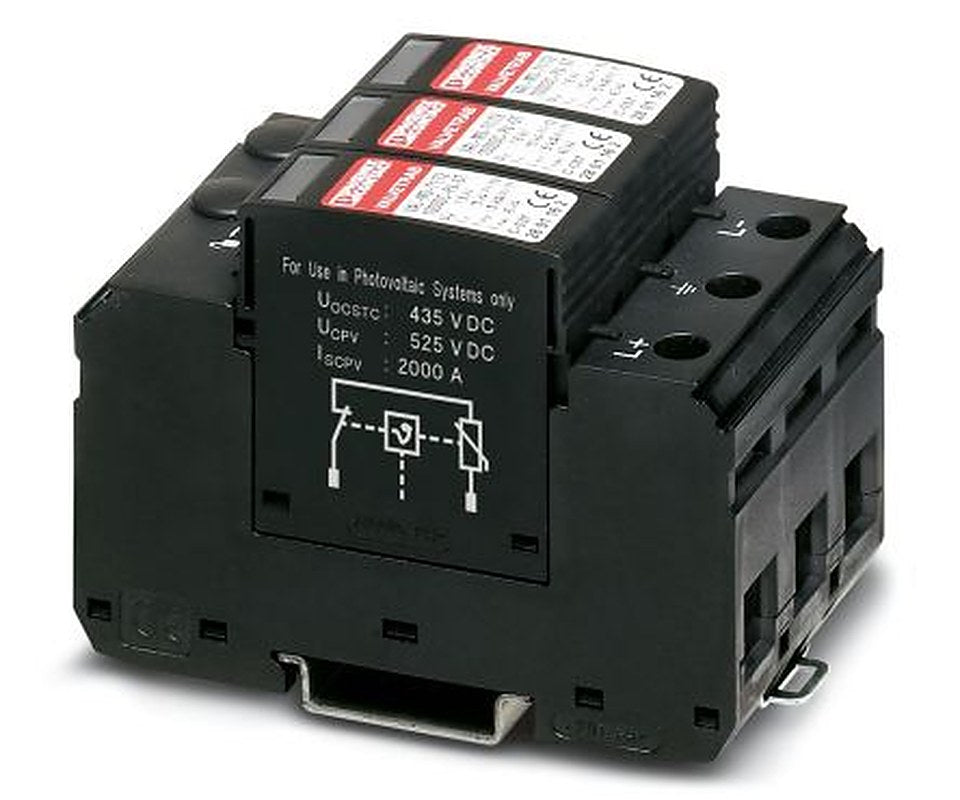 Phoenix Contact, VAL-MS-T1/T2 1000DCPV/2+V Surge Arrester 1050V Maximum Voltage Rating 40 kA Maximum Surge Current Surge