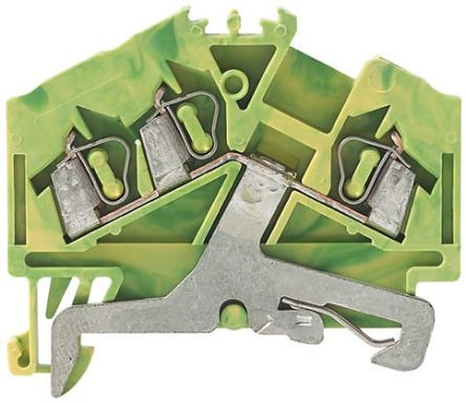 WAGO 281-637 281 Series Earth Terminal Block Yellow, Green, 4mm², 1-Level, Cage Clamp