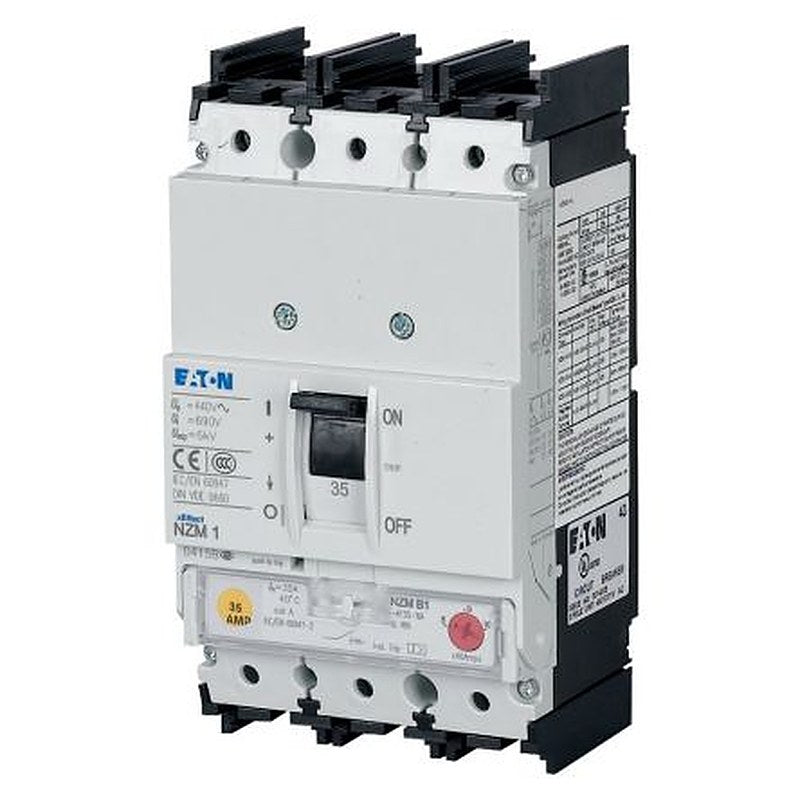 Eaton, NZM Molded Case Circuit Breaker 3-Pole 125A, Breaking Capacity 18.5 kA, DIN Rail
