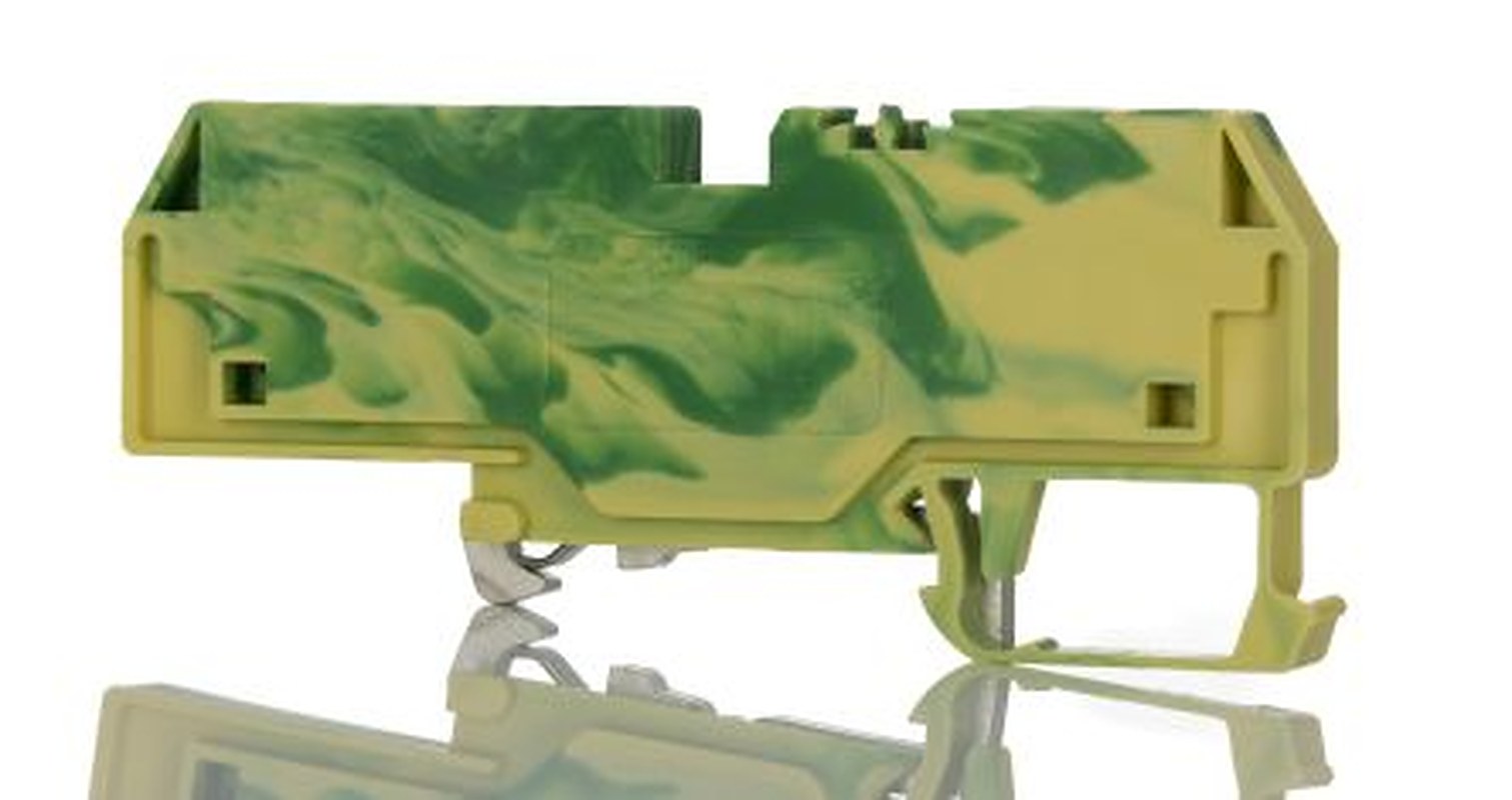 WAGO 282-687 282 Series Earth Terminal Block Green, Yellow, 6mm², 1-Level, Cage Clamp