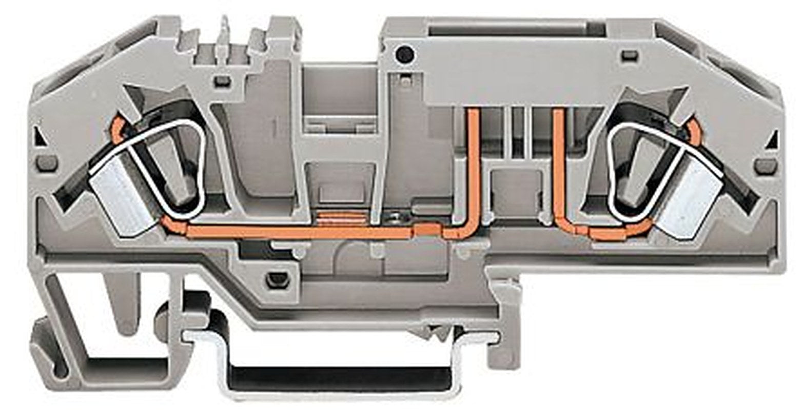 WAGO 282-696 282 Series Fuse Terminal Block Grey, 6mm², 1-Level Fused, Cage Clamp