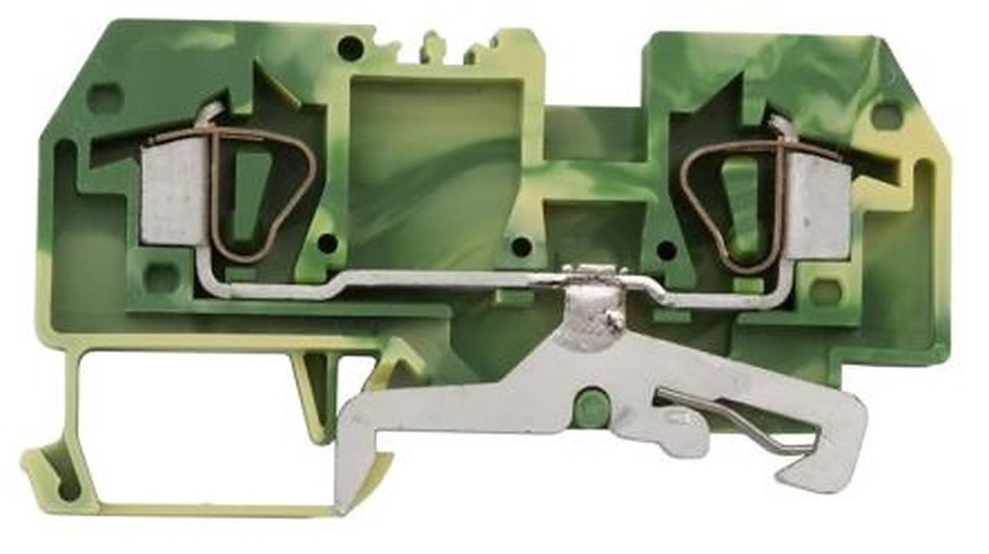 WAGO 282-907 282 Series Earth Terminal Block Green, Yellow, 6mm², 1-Level, Cage Clamp