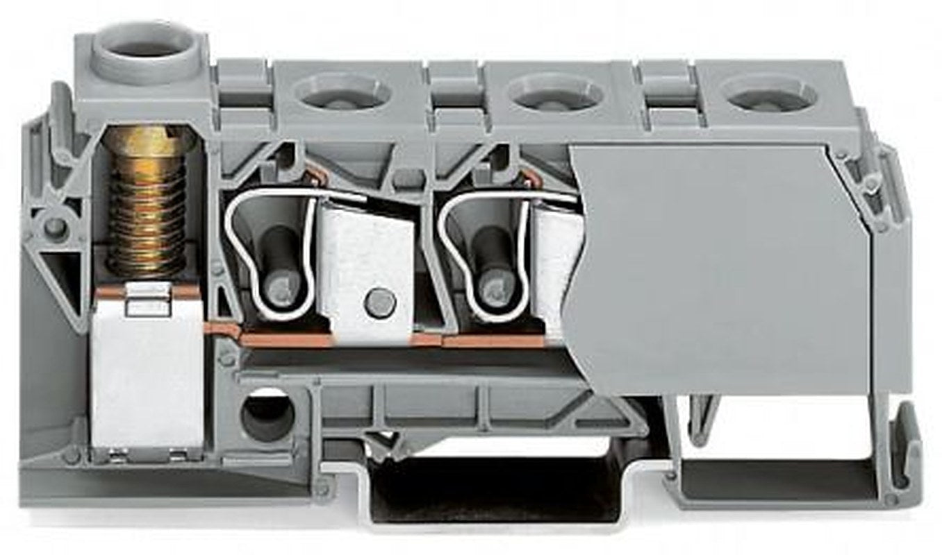 WAGO 284-621-1 284 Series Terminal Block Grey, 10mm², 2-Level, Cage Clamp