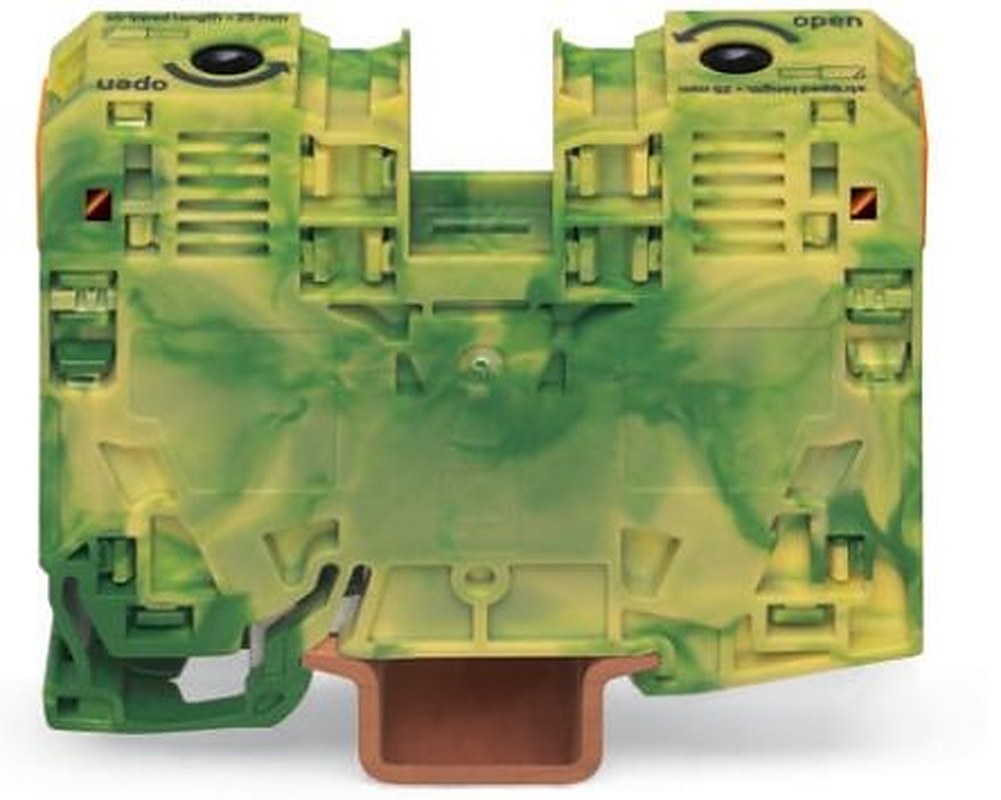 WAGO 285 Series Earth Terminal Block Green, Yellow, 35mm², 1-Level, Cage Clamp, ATEX