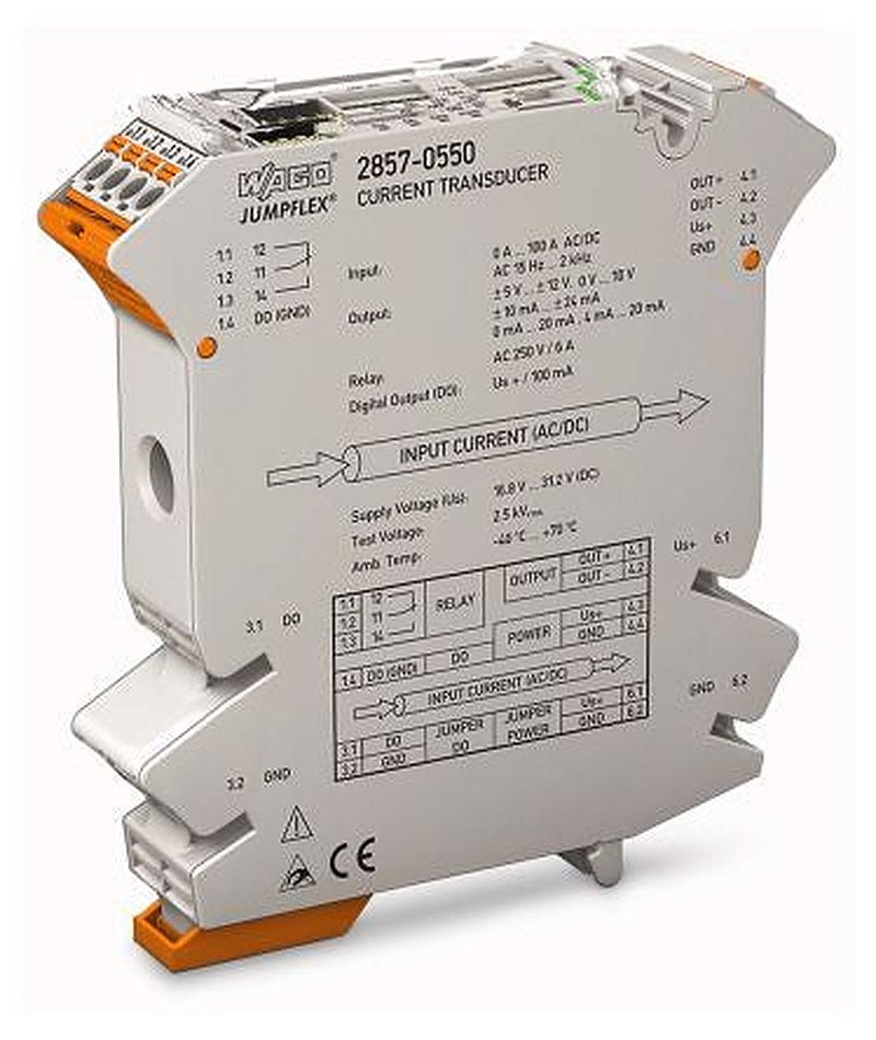WAGO Jumpflex Series Current Measuring Transducer, Current Input, Digital, Relay Output, 24V dc Supply