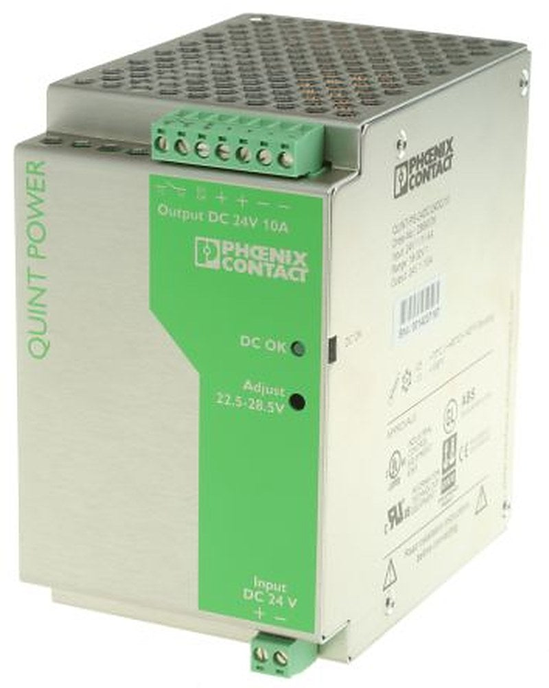 Phoenix Contact QUINT DC/DC Converter, 24V dc/ 10 A, 32V dc Input, 24V dc Input, DIN Rail 240 W, 70 °C Max Temp -25 °C