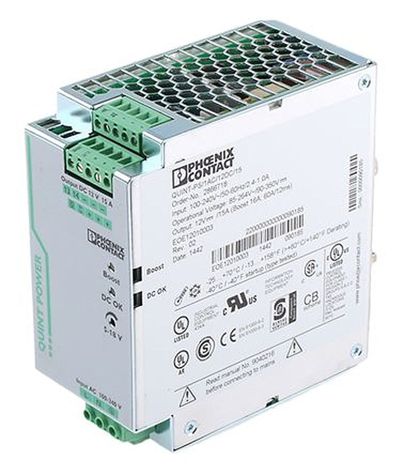 Phoenix Contact QUINT POWER Switch Mode Power Supply DIN Rail Power Supply 264V ac AC Input 18V dc, 15 A Output DC 180 W