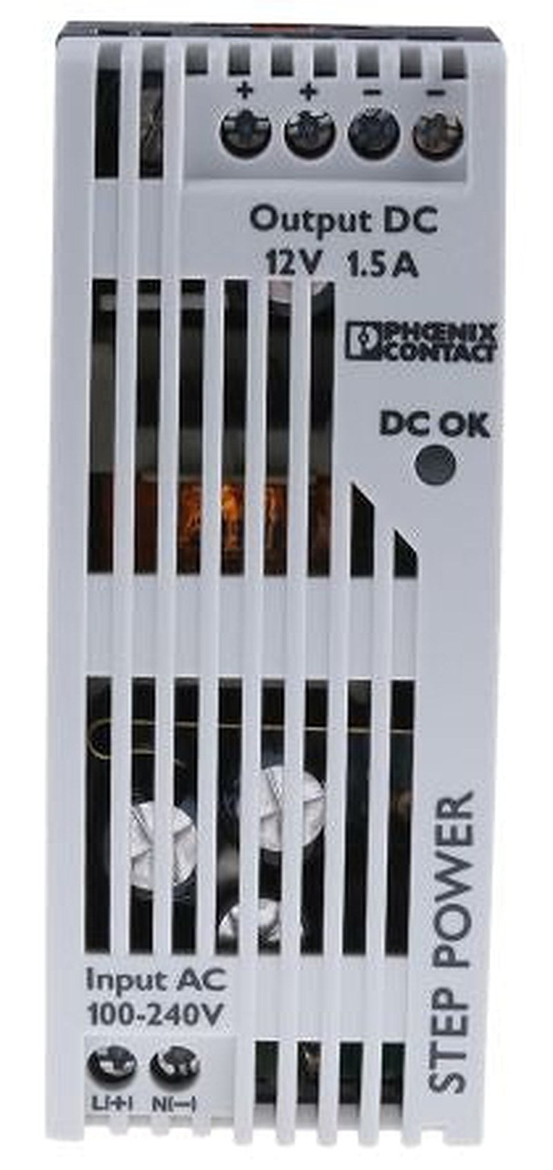 Phoenix Contact STEP POWER Switched Mode DIN Rail Power Supply 264V ac AC Input 12V dc, 1.5 A Output DC 18 W