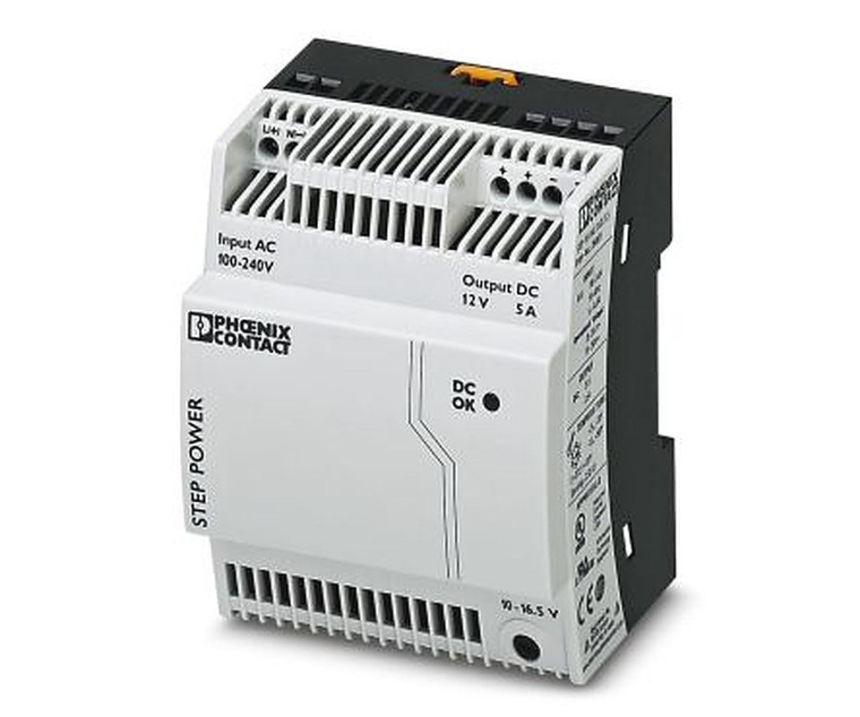 Phoenix Contact STEP POWER Switched Mode DIN Rail Power Supply 264V ac AC Input 16.5V dc, 5 A Output DC 60 W