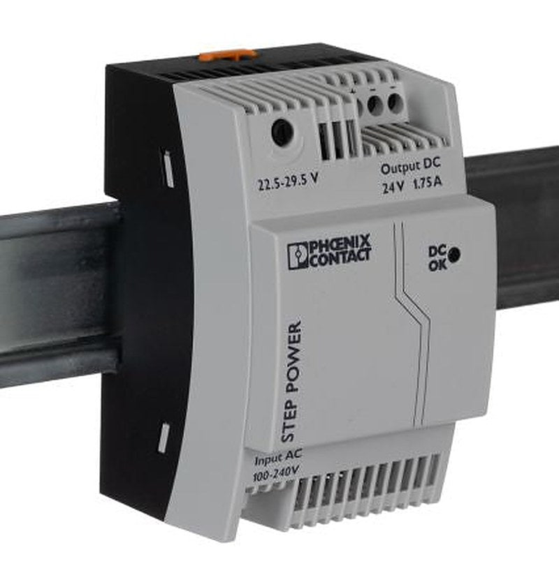 Phoenix Contact STEP-PS/1AC/24DC/1.75 Switched Mode DIN Rail Power Supply 264V ac AC Input 29.5V dc, 1.75 A Output DC 42