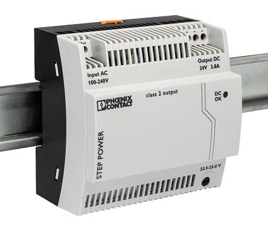 Phoenix Contact STEP POWER Switched Mode DIN Rail Power Supply 264V ac AC Input 25V dc, 3.8 A Output DC 91 W