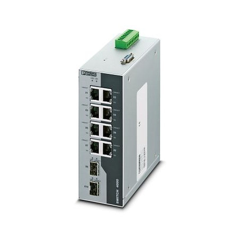 Phoenix Contact FL SWITCH 4008T-2SFP Series DIN Rail Industrial Ethernet Switch, 8, 10Mbps, 100 Mbps, 1000 Mbps