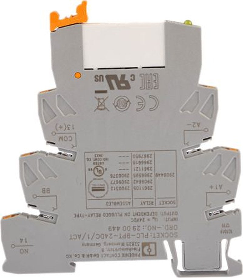 Phoenix Contact PLC-RPT- 24DC/1/ACT Series Interface Relay, DIN Rail, 24V dc Coil, SPST, 9mA