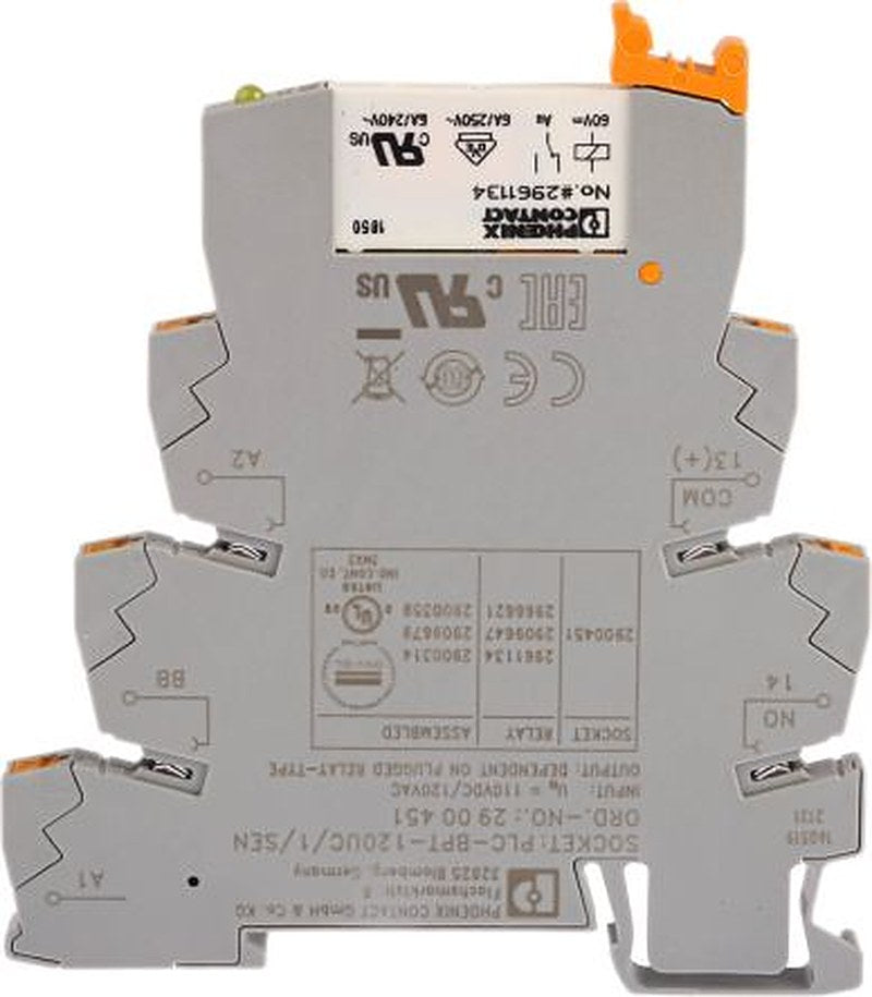 Phoenix Contact PLC-RPT-120UC/1AU/SEN Series Interface Relay, DIN Rail, 110V ac/dc Coil, SPST, 3.5mA