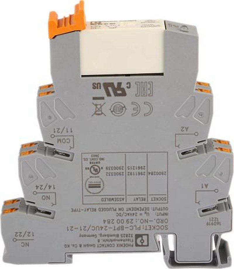 Phoenix Contact PLC-RPT-24UC/21-21 Series Interface Relay, DIN Rail, 24V ac/dc Coil, DPDT, 17.5mA