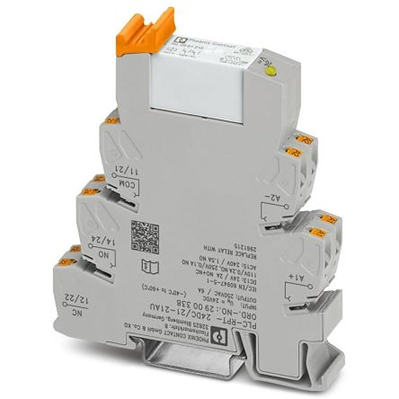 Phoenix Contact PLC-RPT- 24DC/21-21AU Series Interface Relay, DIN Rail, 24V dc Coil, DPDT, 18mA