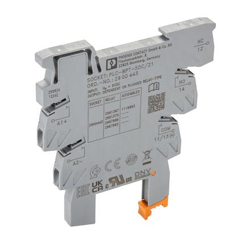 Phoenix Contact PLC-BPT 1 Way 5V dc DIN Rail Relay Base