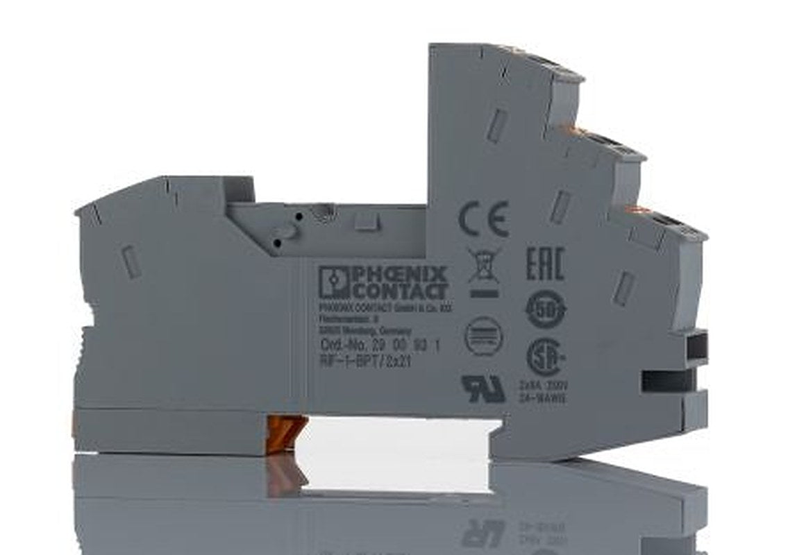Phoenix Contact RIF-1-BPT/2X21 2 Way 250V ac/dc DIN Rail Relay Base, for use with Miniature Power Relay