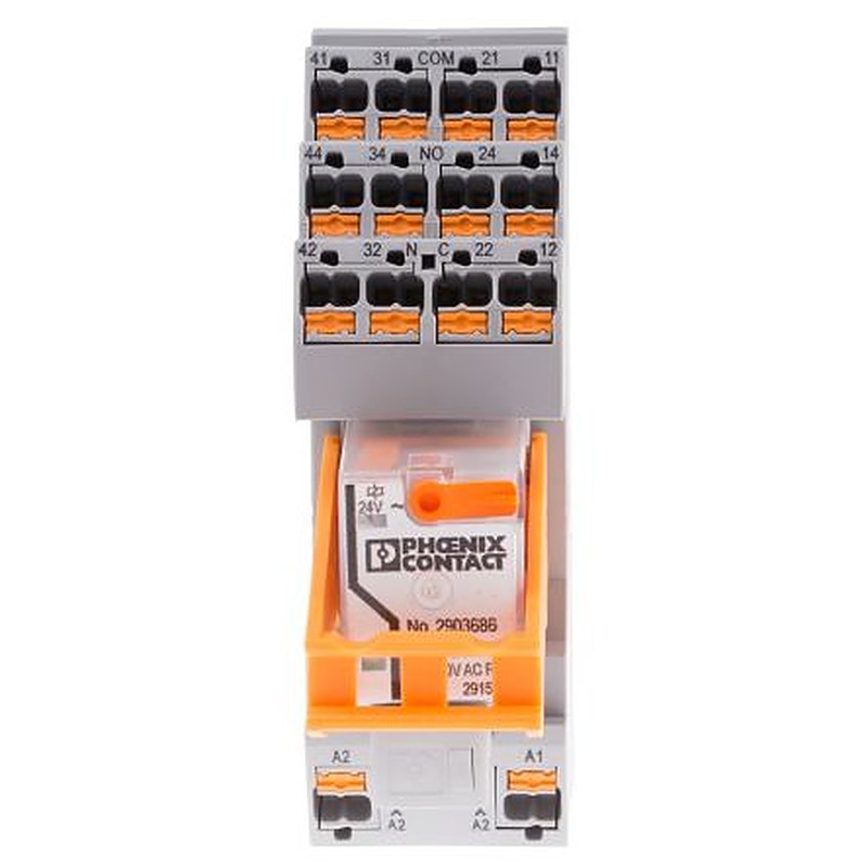 Phoenix Contact DIN Rail Power Relay, 24V ac Coil, 5A Switching Current, 4PDT