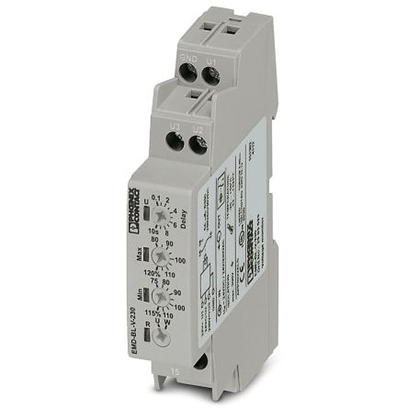 Phoenix Contact Monitoring Relay, 1 Phase, SPDT, DIN Rail, 230V ac, 24 V ac 24 V dc