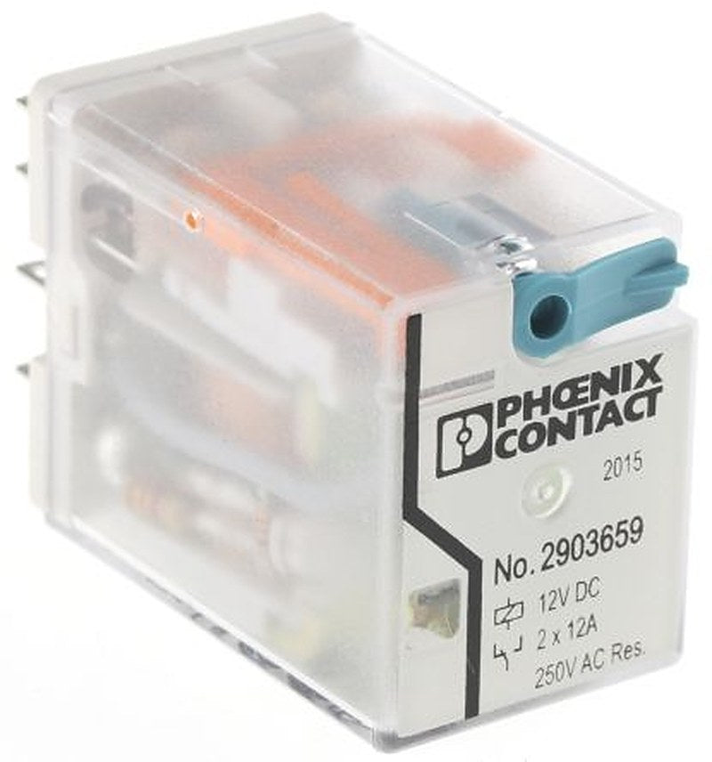 Phoenix Contact PCB Power Relay, 12V dc Coil, 12A Switching Current, DPDT