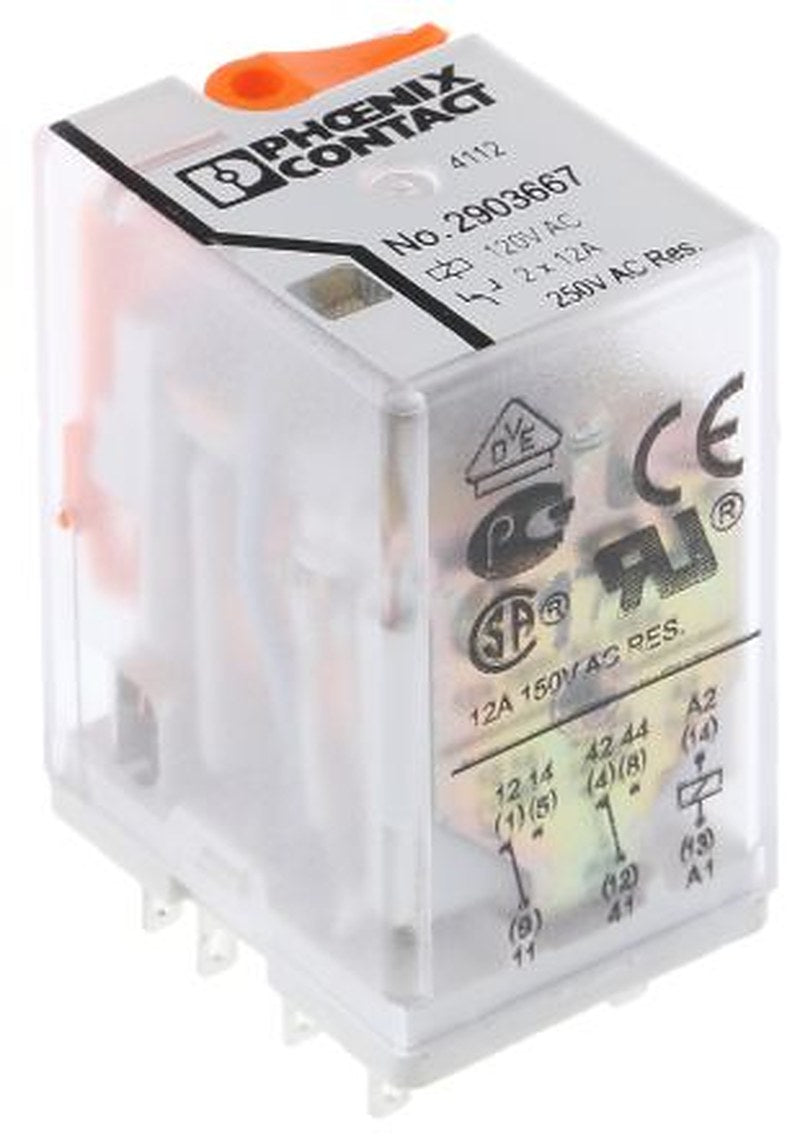 Phoenix Contact PCB Power Relay, 120V ac Coil, 30A Switching Current, DPDT