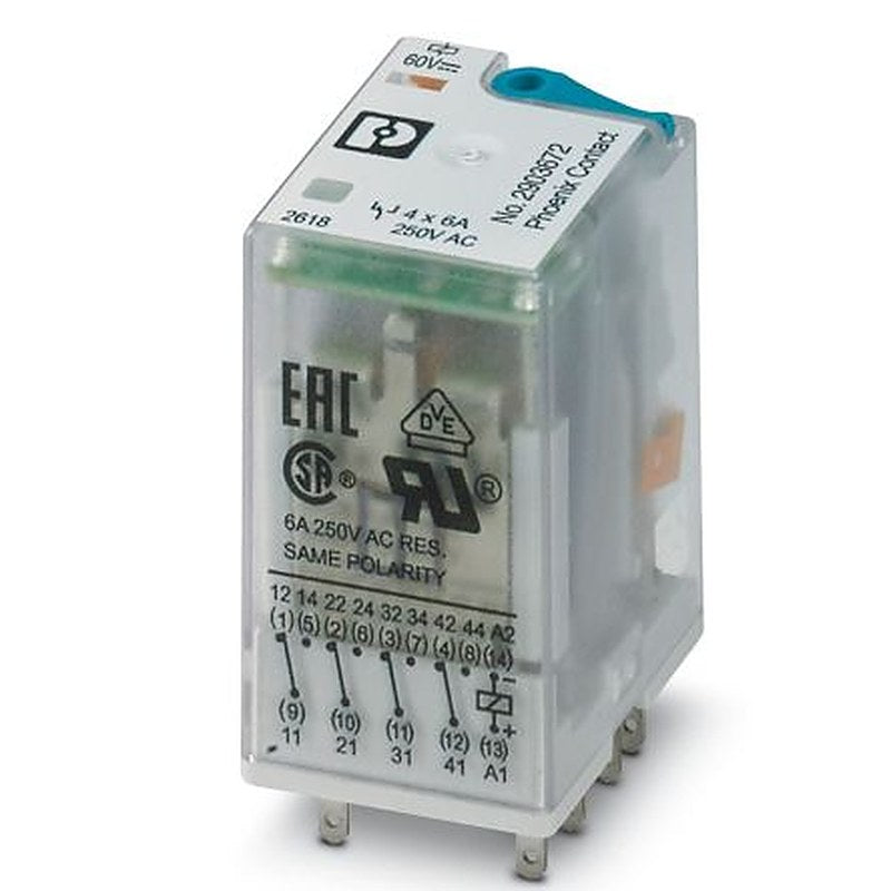 Phoenix Contact Power Relay, 60V dc Coil, 50mA Switching Current, 4PDT