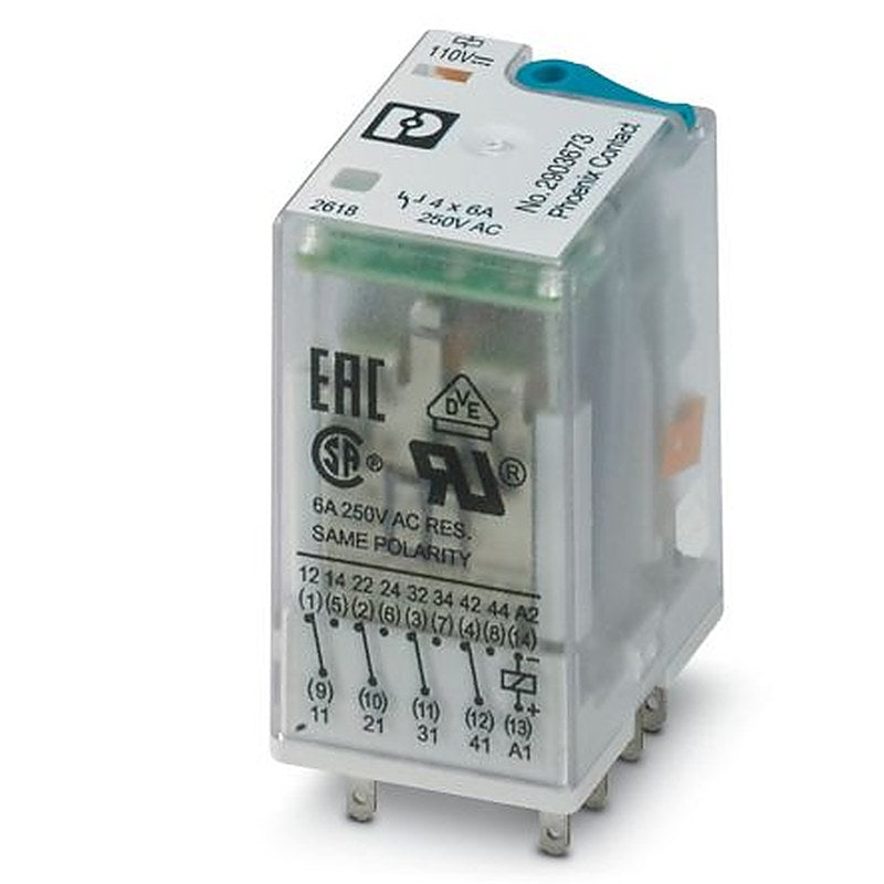 Phoenix Contact Power Relay, 110V dc Coil, 50mA Switching Current, 4PDT