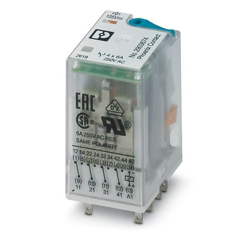 Phoenix Contact Power Relay, 125V dc Coil, 50mA Switching Current, 4PDT